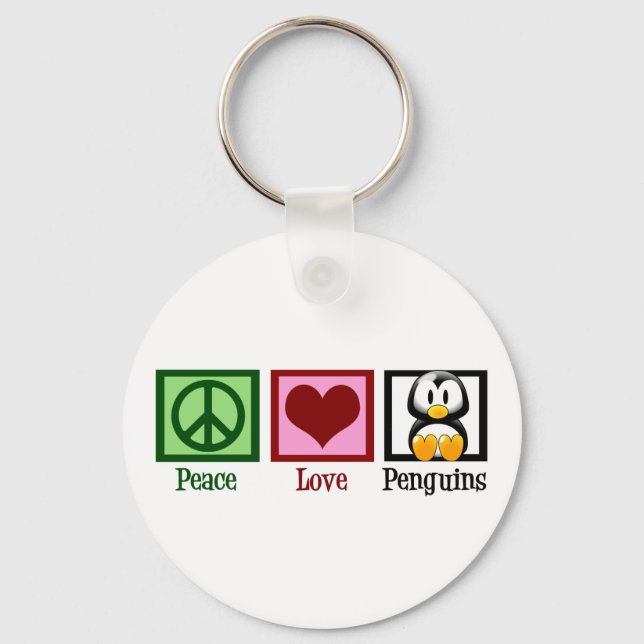Peace Love Penguins Key Ring (Front)