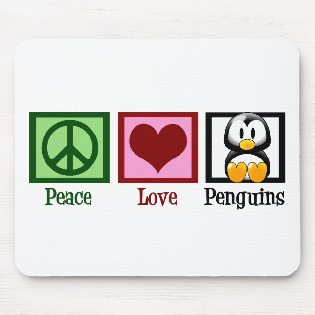 Peace Love Penguins Mouse Pad (Front)