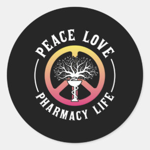 Peace Love Pharmacy Life Technician Pharmacist Classic Round Sticker