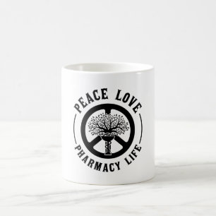 Peace Love Pharmacy Life Technician Pharmacists Coffee Mug