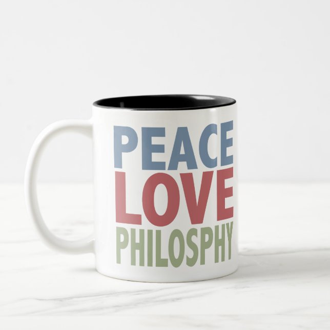 Peace Love Philosophy Two-Tone Coffee Mug (Left)