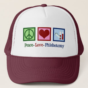 Peace Love Phlebotomy Cute Phlebotomist Trucker Hat