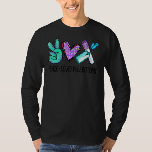 Peace Love Phlebotomy Vein Phlebotomist Leopard Me T-Shirt