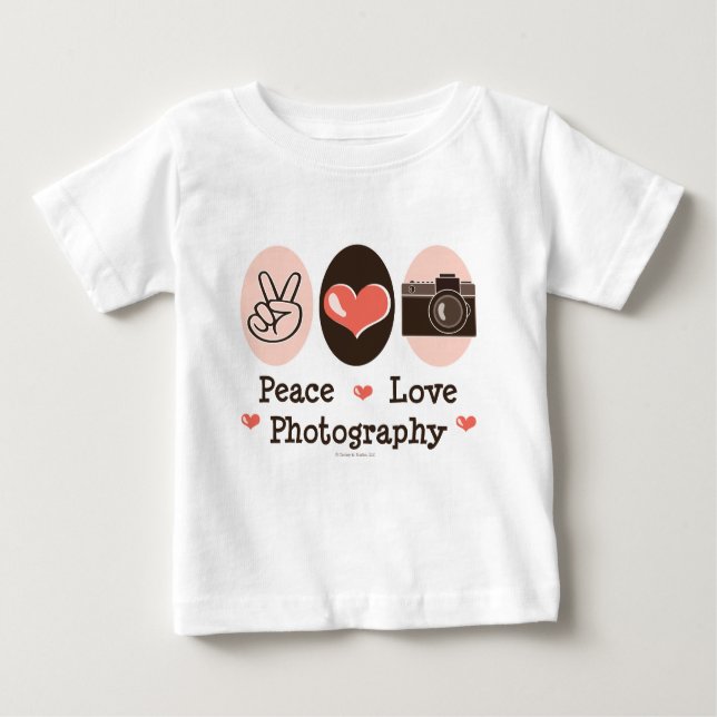 Peace Love Photography Camera Baby Long Sleeve Tee (Front)
