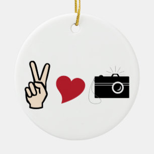 Peace Love Photography Ceramic Ornament