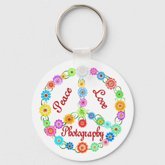 Peace Love Photography Key Ring (Front)