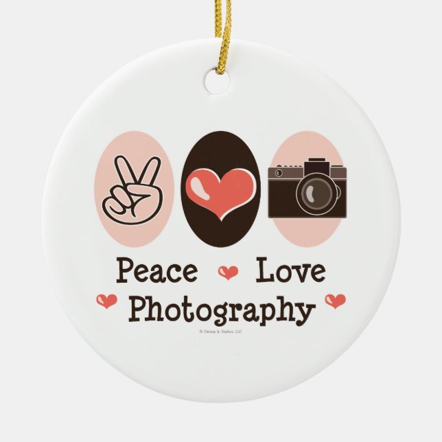 Peace Love Photography Ornament (Front)