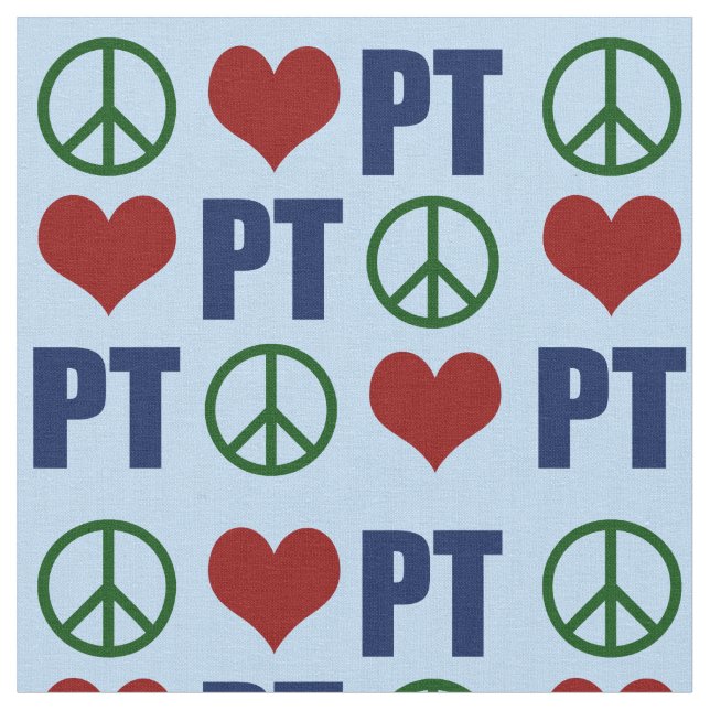 Peace Love Physical Therapy PT Pattern Fabric (Close Up)