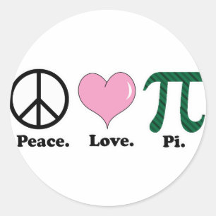 peace love pi classic round sticker