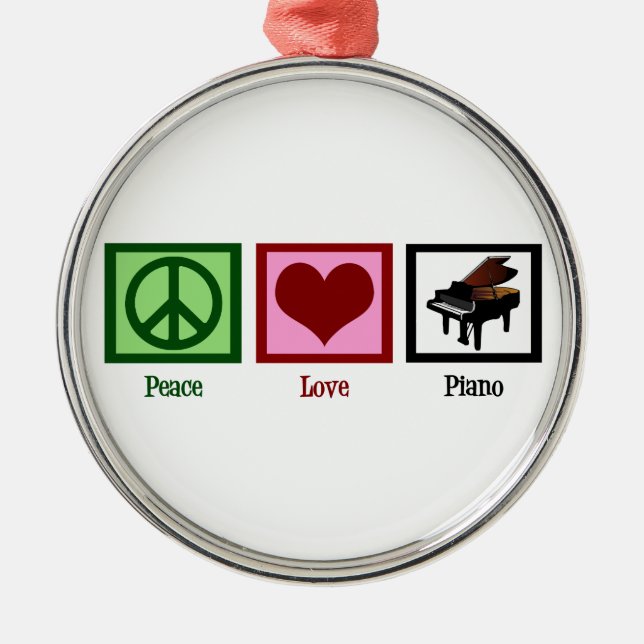 Peace Love Piano Metal Tree Decoration (Front)