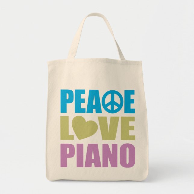 Peace Love Piano Tote Bag (Front)