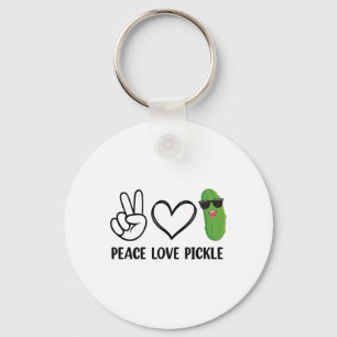 Peace Love Pickle Dancing Cucumber Pickle Food Squ Key Ring