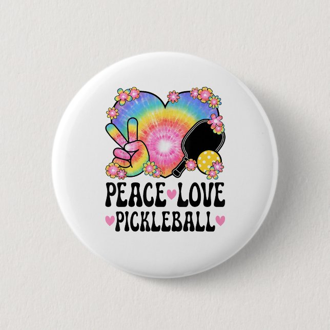 Peace Love Pickleball 6 Cm Round Badge (Front)