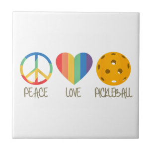 Peace Love Pickleball Ceramic Tile