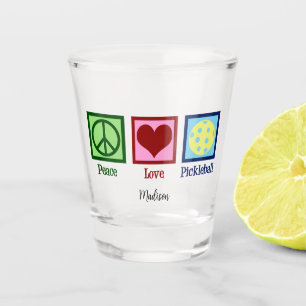 Peace Love Pickleball Cute Personalised Shot Glass