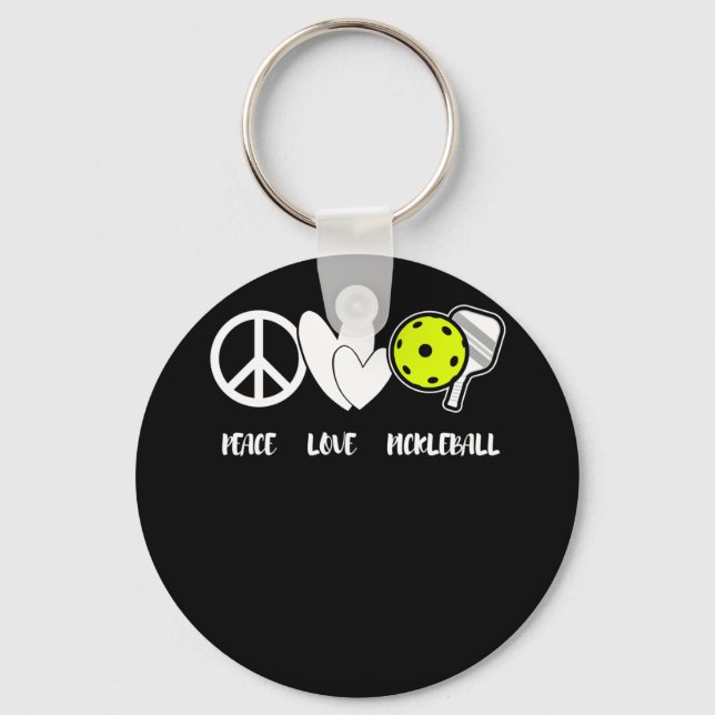 Peace Love Pickleball Funny Pickleball Paddle Key Ring (Front)
