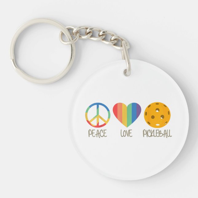 Peace Love Pickleball Key Ring (Front)