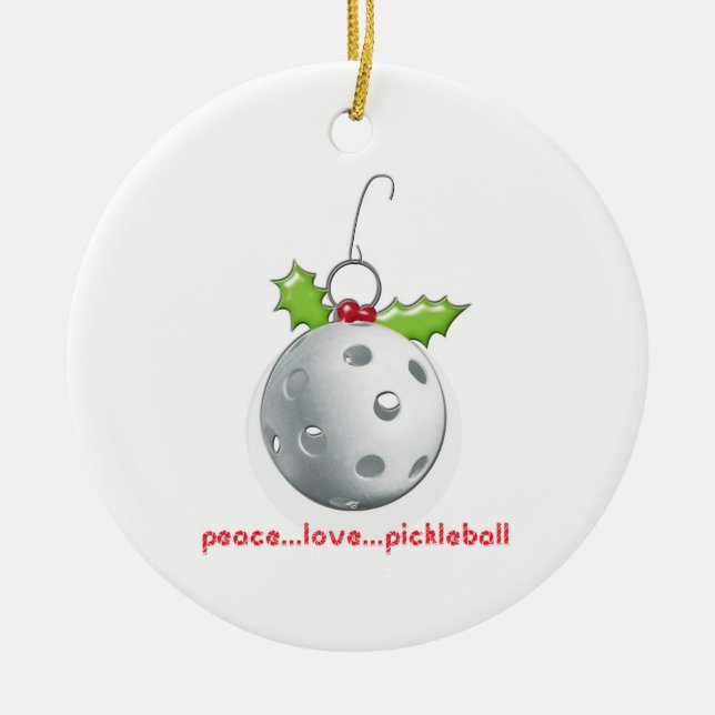 Peace Love Pickleball ornament (Front)