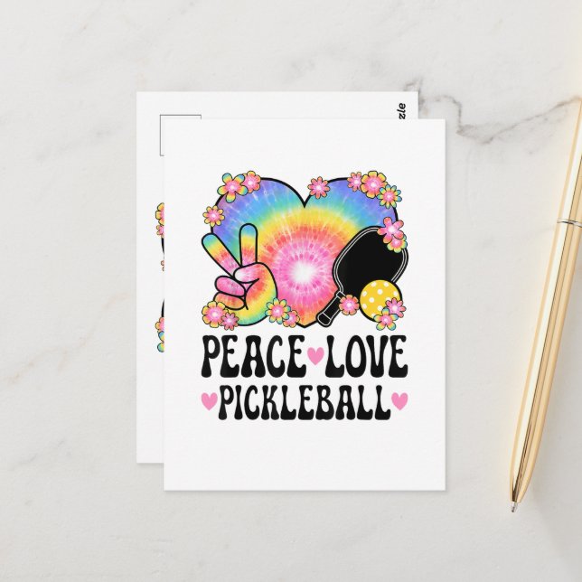 Peace Love Pickleball Postcard (Front/Back In Situ)