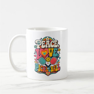 Peace Love Pickleball Retro Groovy Sports Coffee Mug