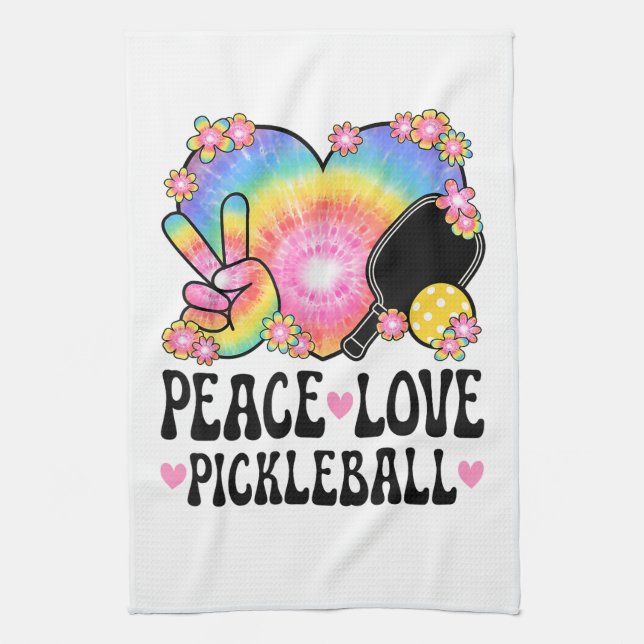 Peace Love Pickleball Tea Towel (Vertical)