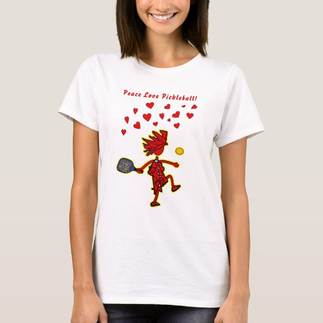 Peace Love Pickleball Valentine T-Shirt (Front)