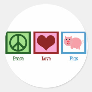 Peace Love Pigs Classic Round Sticker