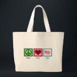 Peace Love Pigs Large Tote Bag<br><div class="desc">Peace sign,  heart,  and a pretty pig with a curly tail. Oink!</div>