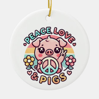 Peace Love & Pigs Ornament