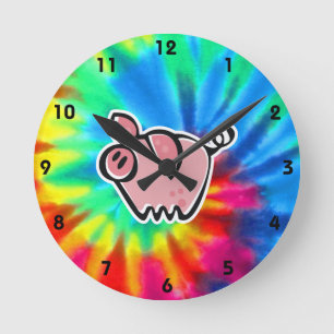 Peace, Love, Pigs Round Clock