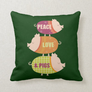 Peace, Love & Pigs (stack) Cushion
