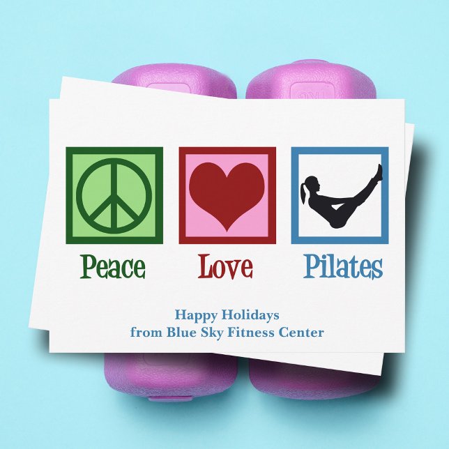 Peace Love Pilates Cute Custom Christmas Holiday Card (Creator Uploaded)
