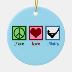 Peace Love Pilates Instructor Boat Pose Christmas Ceramic Ornament