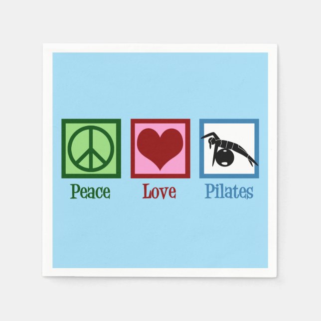 Peace Love Pilates Instructor Cute Blue Party Napkin (Front)