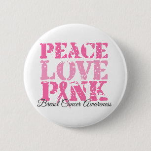Peace Love Pink 6 Cm Round Badge