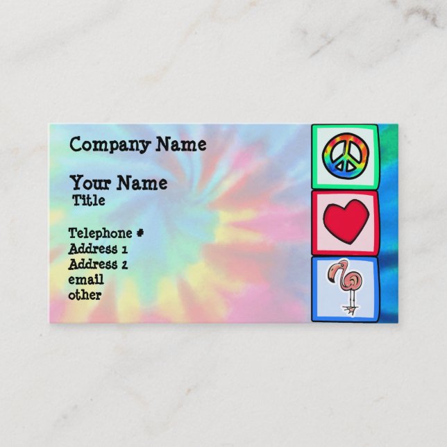 Peace, Love, Pink Flamingos Business Card (Front)