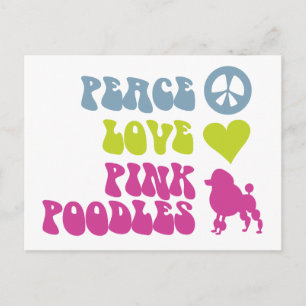 Peace Love Pink Poodles postcard, customise Postcard