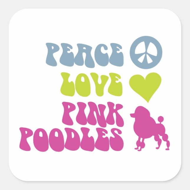 Peace Love Pink Poodles stickers (Front)