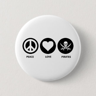 Peace Love Pirates 6 Cm Round Badge