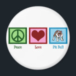 Peace Love Pit Bull Magnet<br><div class="desc">A green peace sign,  red heart and cute pitbull. I love those fun dogs. Great gift for a pit bull owner.</div>