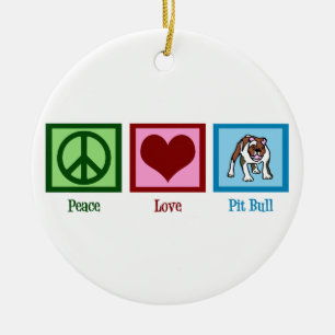 Peace Love Pit Bulls Ceramic Tree Decoration