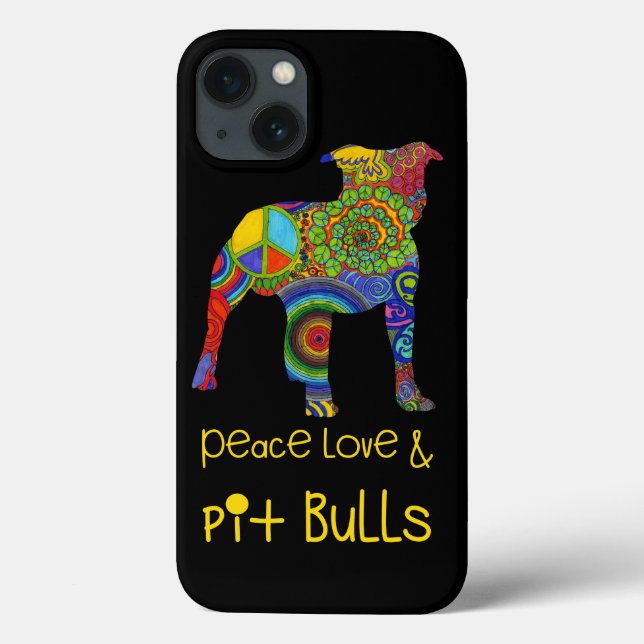 "Peace Love & Pit Bulls" Pop Art iPhone Case (Back)