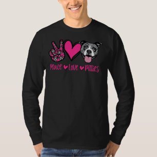 Peace Love Pitties Pitbull Dog Lover Pink Hippie T-Shirt