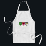 Peace Love Pizza Standard Apron<br><div class="desc">Pizza is my favourite meal. Mmm pepperoni,  mushrooms,  and cheese. What's not to love?</div>