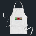 Peace Love Pizza Standard Apron<br><div class="desc">Pizza is my favourite meal. Mmm pepperoni,  mushrooms,  and cheese. What's not to love?</div>