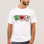 Peace Love Pizza T-Shirt<br><div class="desc">Pizza is my favourite meal. Mmm pepperoni,  mushrooms,  and cheese. What's not to love?</div>