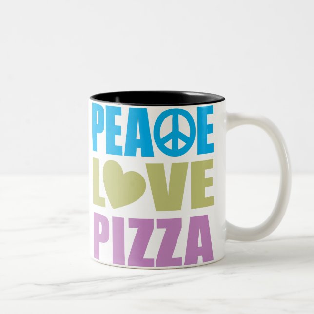 Peace Love Pizza Two-Tone Coffee Mug (Right)