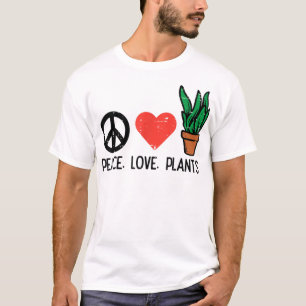 Peace Love Plants Gardening Hippie Gardener Men Wo T-Shirt