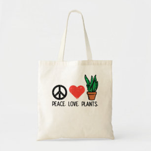 Peace Love Plants Gardening Hippie Gardener Men Wo Tote Bag