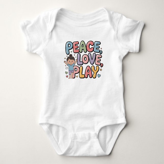 Peace love play fun yoga pose cute tee (Front)